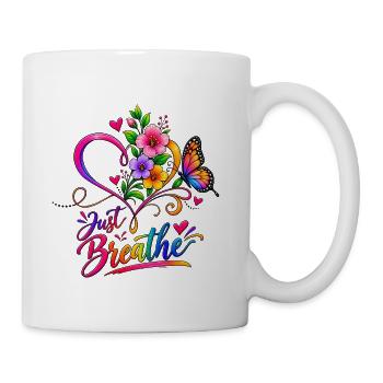 Just Breathe Floral Heart - Coffee/Tea Mug - white - Right