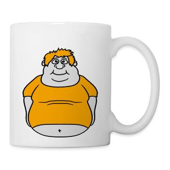 circle fat man clip art comic cartoon funny fat tr - Coffee/Tea Mug - white - Right