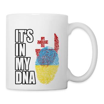 Tongan And Ukrainian Mix Heritage DNA Flag - Coffee/Tea Mug - white - Right