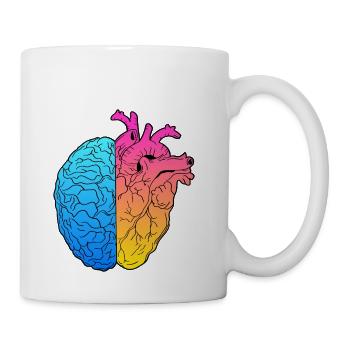 Gradient Heart mixed with a Brain - Coffee/Tea Mug - white - Right