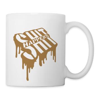 Graffiti shit happens joke - Coffee/Tea Mug - white - Right