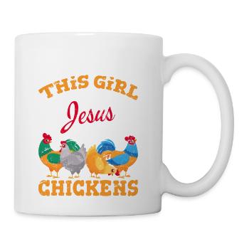 This Girl Runs On Jesus And Chickens Funny Chicken - Coffee/Tea Mug - white - Right