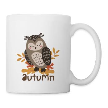 Autumn Tree Orange Fall Leaves The Season owl - Coffee/Tea Mug - white - Right