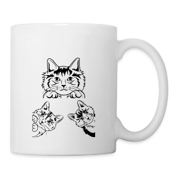 Cut cat faces - Coffee/Tea Mug - white - Right