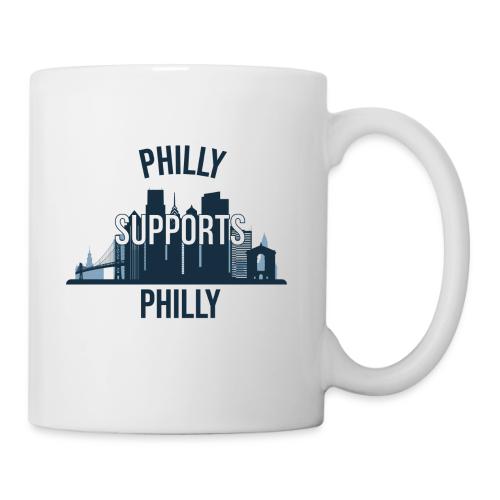 Philly Supports Philly skyline blue transparentbg - Coffee/Tea Mug