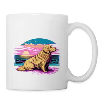 Funny Golden Retriever Vaporwave - Coffee/Tea Mug - white - Right
