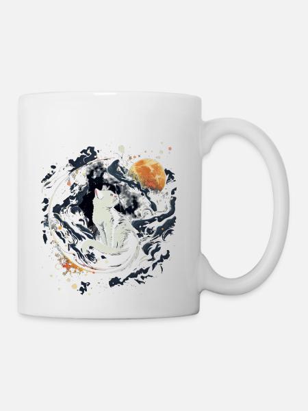 Astronaut Cat or Funny Space Cat on Galaxy Cat - Coffee/Tea Mug - white