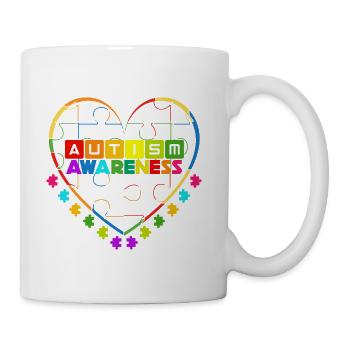 Puzzle Piece Heart Autism Awareness funny - Coffee/Tea Mug - white - Right