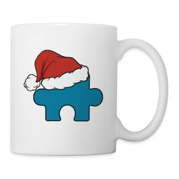 Autism Puzzle Piece Santa Hat Christmas Gift - Coffee/Tea Mug - white - Right