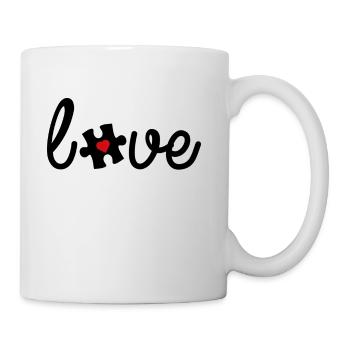 Autism love Awareness puzzle piece autistic - Coffee/Tea Mug - white - Right