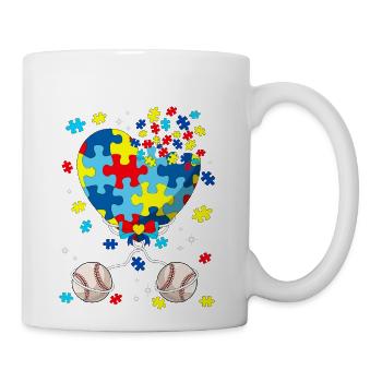 Baseball Puzzle Pieces Heart Baseball Lover Sport - Coffee/Tea Mug - white - Right