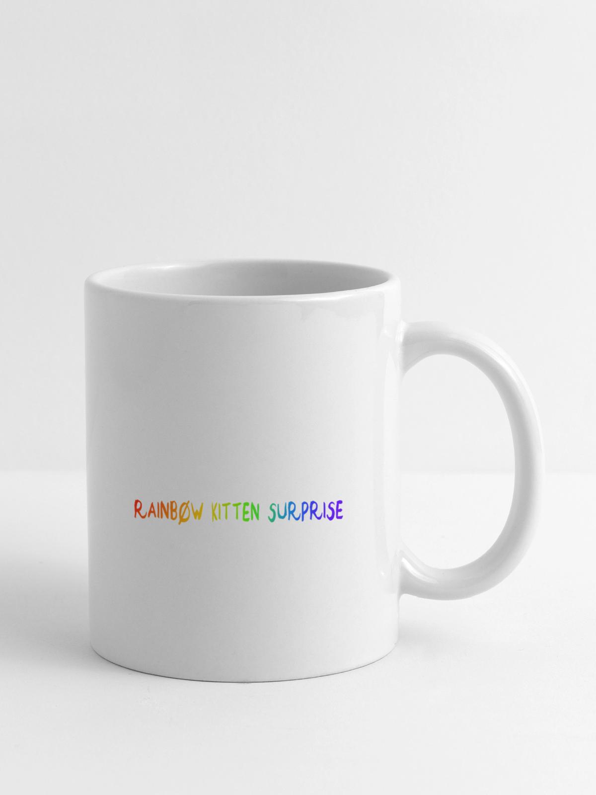 rainbow kitten surprise - Coffee/Tea Mug - white - Right