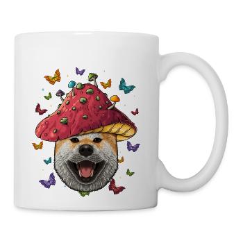 Cottagecore Shiba Inu Aesthetic Mushroom Cute - Coffee/Tea Mug - white - Right