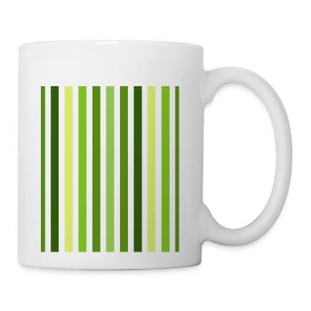 Green And White Vertical Striped - Coffee/Tea Mug - white - Right
