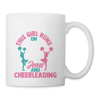 This Girl Runs On Jesus And Cheerleading Cheer Che - Coffee/Tea Mug - white - Right