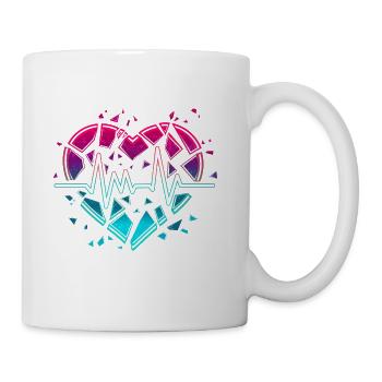 Broken heart with a pulse line - Coffee/Tea Mug - white - Right