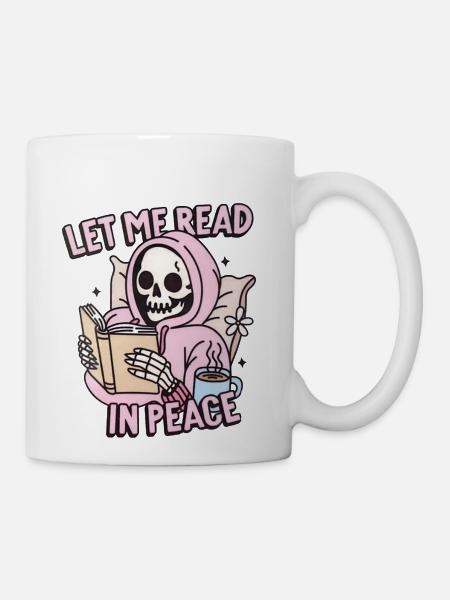 skeleton let me read in peace 2 - Coffee/Tea Mug - white