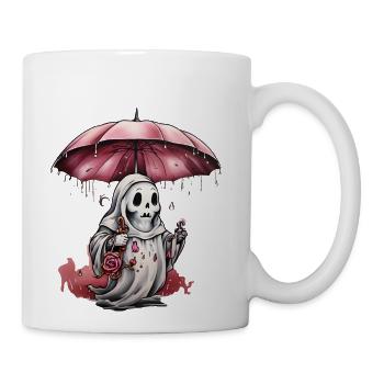 ghost with a pink umbrella - Coffee/Tea Mug - white - Right