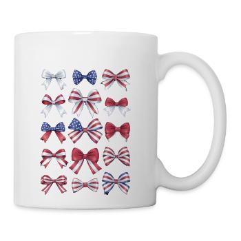 Red White And Blue American Coquette Bows 4th July - Coffee/Tea Mug - white - Right
