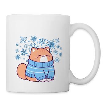 Blue party cat - Coffee/Tea Mug - white - Right