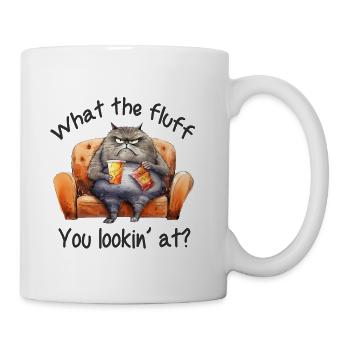 funny cat; cranky; sarcastic; cat lover; sassy - Coffee/Tea Mug - white - Right
