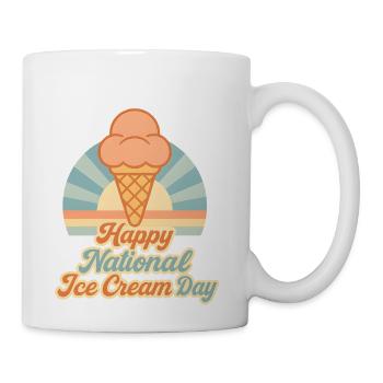 Retro Happy National Ice Cream Day Vintage Sunset - Coffee/Tea Mug - white - Right