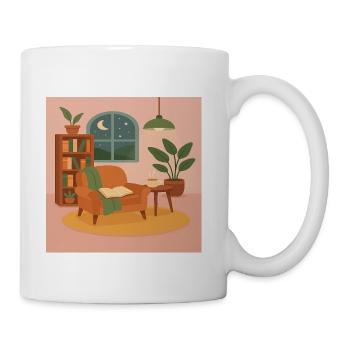 Cozy Night Reading Nook Design - Coffee/Tea Mug - white - Right