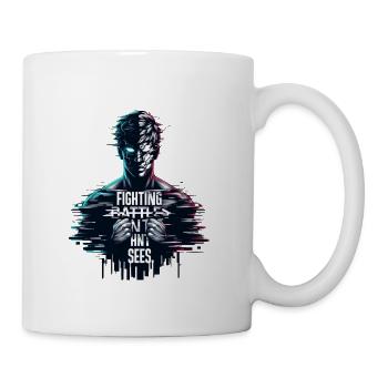 Neon Glitch Cyberpunk Hero Design - Coffee/Tea Mug - white - Right