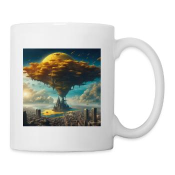 Sci-Fi Alien City: Floating Planet Twilight Scene - Coffee/Tea Mug - white - Right