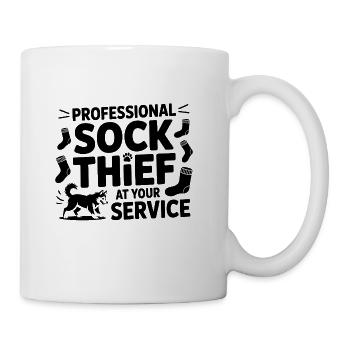 Professional Sock Thief Dog Lover  - Coffee/Tea Mug - white - Right