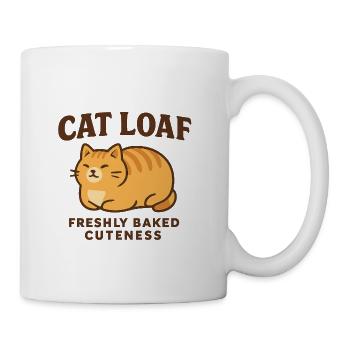 Cute Cat Loaf Toast Design - Coffee/Tea Mug - white - Right