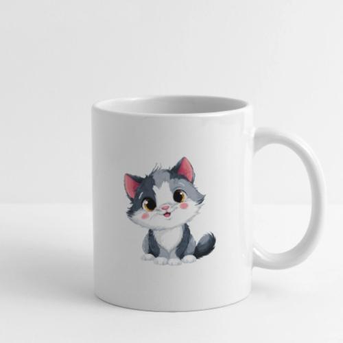 Sweet Sitting Kitten Cartoon Smiling - Coffee/Tea Mug