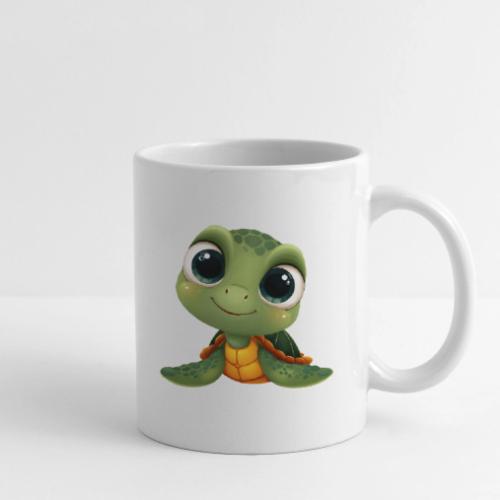 Cheerful Green Cartoon Sea Turtle with Big Eyes - Coffee/Tea Mug