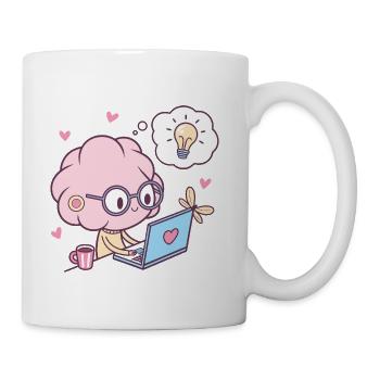 Creative Brain Blogging with Laptop Illustration - Coffee/Tea Mug - white - Right