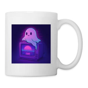 Neon Retro Ghost on CRT Monitor - Coffee/Tea Mug - white - Right