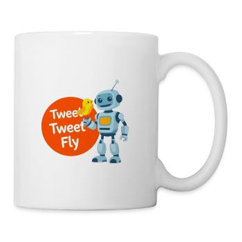 Robot and Bird Tweet Duo - Coffee/Tea Mug - white - Right