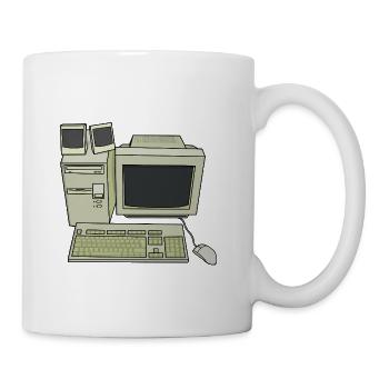 Retro Computer Desk Setup - Coffee/Tea Mug - white - Right