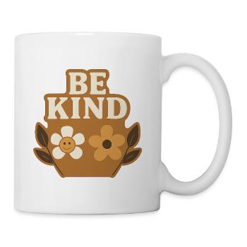 Be Kind Floral Basket Charm - Coffee/Tea Mug - white - Right