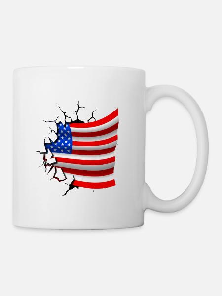 USA Flag - Broken Design - Coffee/Tea Mug - white