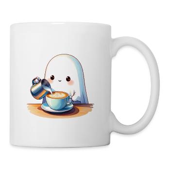 Cute Ghost Barista – Coffee Latte Art - Coffee/Tea Mug - white - Right