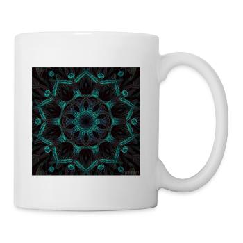 Neon Mandala Fractal Bloom - Coffee/Tea Mug - white - Right