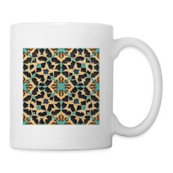 Turquoise Star Mosaic Tile Pattern - Coffee/Tea Mug - white - Right