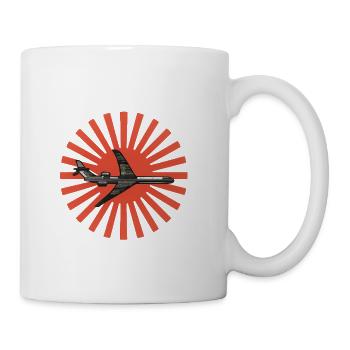 Red Sunburst plane Emblem - Coffee/Tea Mug - white - Right