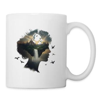 Surreal Nature Mindscape | Floating Island Head - Coffee/Tea Mug - white - Right