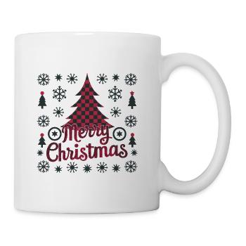 Checkerboard Christmas Tree t shirt design - Coffee/Tea Mug - white - Right