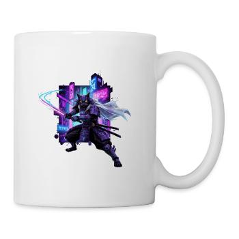 Cyber Kat Ninja Neon City - Coffee/Tea Mug - white - Right