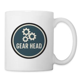 Gear Head Logo Gears Circle - Coffee/Tea Mug - white - Right