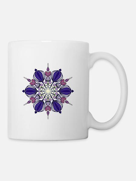 Midnight Purple Mandala Bloom - Coffee/Tea Mug - white