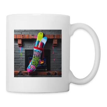 Naughty List Graffiti Sock - Coffee/Tea Mug - white - Right