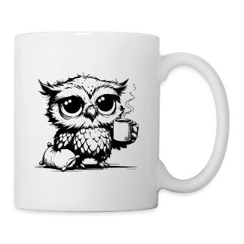 I Was Awake All Night Owl With Pillow - Coffee/Tea Mug - white - Right